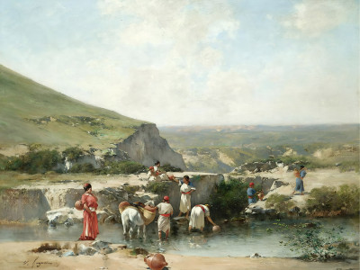 ₴ Репродукция бытовой жанр "За водой, Алжир"