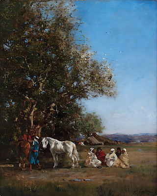 ₴ Репродукция бытовой жанр "Лагерь бедуинов"