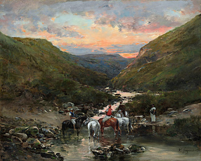 ₴ Репродукция бытовой жанр "Ущелье близ Бискры"