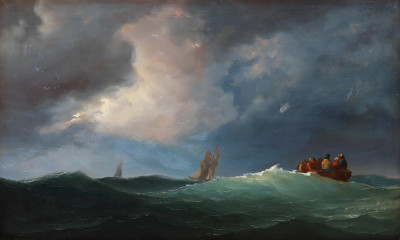 ⚓Репродукция морской пейзаж известного художника "Фигуры в лодке в бурном море"