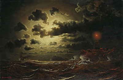 ⚓Репродукция морской пейзаж известного художника "Морской мотив из Христиании"