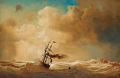 ⚓Репродукция морской пейзаж известного художника "Шхуна в шторм"