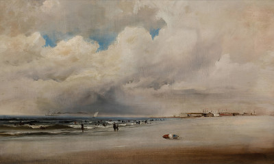 ⚓Репродукция морской пейзаж "Пляжная сцена с драматической сценой"