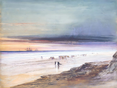 ⚓Репродукция морской пейзаж "Сцена на пляже"