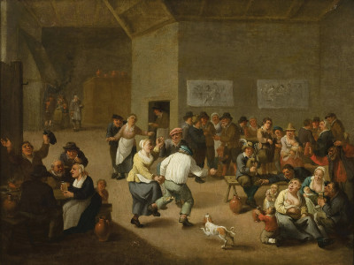 ₴ Репродукция бытовой жанр "Развлечения в корчме"