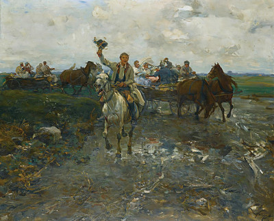 ₴ Репродукция бытовой жанр "Польська весільна процесія"