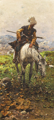 ₴ Репродукция бытовой жанр "Черкеський розвідник"