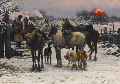 ₴ Репродукция бытовой жанр "Повернення додому"