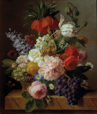 ₴ Репродукція квітковий натюрморт відомого художника "Квіти та фрукти"