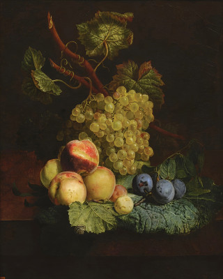 ₴ Репродукція натюрморт відомого художника "Виноград, персики та сливи"
