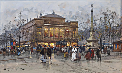 ₴ Репродукція міський краєвид відомого художника "Театр Шатле, Париж"