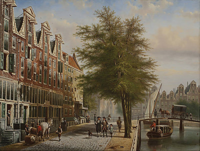 ₴ Репродукция городской пейзаж "Вид на Лейдсеграхт и Херенграхт, Амстердам"