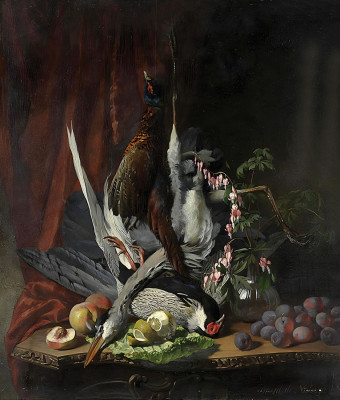 ₴ Репродукция натюрморт "Натюрморт с дичью, цветами и фруктами"