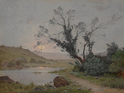 ₴ Репродукция пейзаж "Озеро на закате"