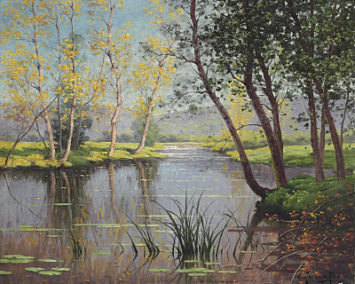 ₴ Репродукция пейзаж "Берега реки Эвр, Шартр"