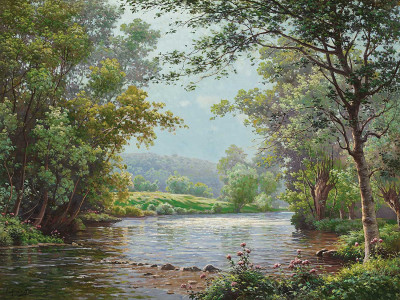 ₴ Репродукция пейзаж "Камни для лестницы на реке"