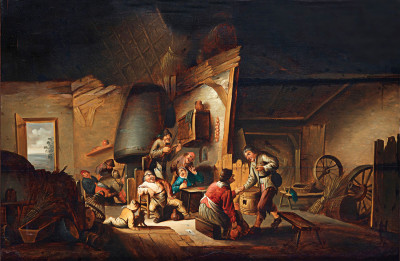 ₴ Репродукция бытовой жанр известного художника "Интерьер корчмы с пирующими крестьянами"