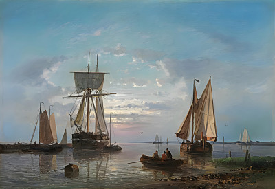 ⚓Репродукция морской пейзаж "Отлив На Шельде, закат"