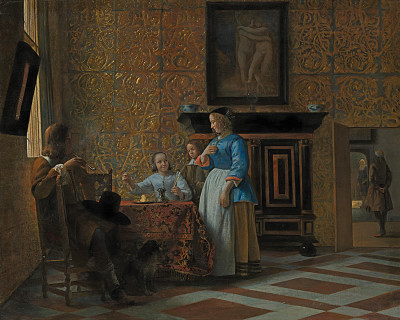 ₴ Репродукция бытовый жанр известного художника "Свободное время в элегантной обстановке"