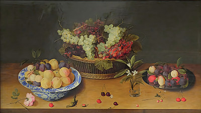 ₴ Репродукция натюрморт известного художника "Натюрморт с фруктами и цветами"