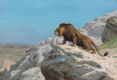 ₴ Репродукция бытовой жанр известного художника "Лев на страже"