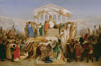 ₴ Репродукция бытовой жанр известного художника "Возраст Августа, Рождение Христа"