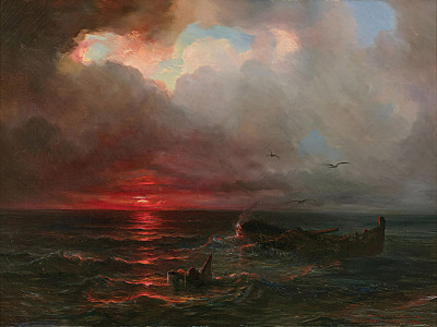 ⚓Репродукция морской пейзаж "Закат на побережье"