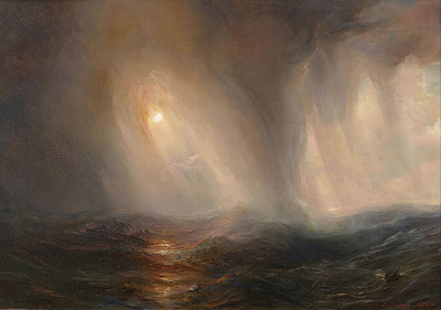 ⚓Репродукция морской пейзаж "Световой эффект в эпицентре шторма в море"