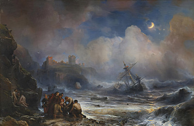 ⚓Репродукция морской пейзаж "Кораблекрушение одного из кораблей Испанской Армады на побережье"