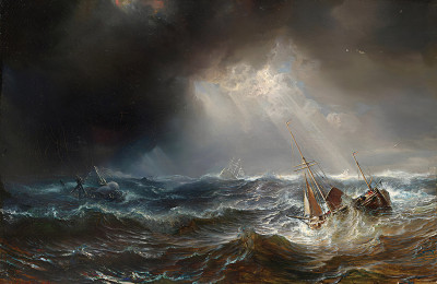 ⚓Репродукция морской пейзаж "Судоходство в шторм"