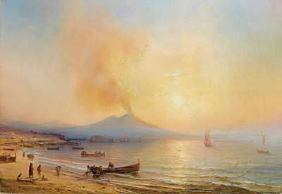 ⚓Репродукция морской пейзаж "Неаполитанский залив с видом на Везувий"