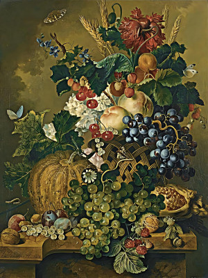 ₴ Репродукція натюрморт "Натюрморт з фруктами на мармуровому виступі"