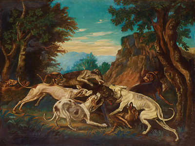 ₴ Репродукция натюрморт известного художника "Волк подвергся нападению собак"