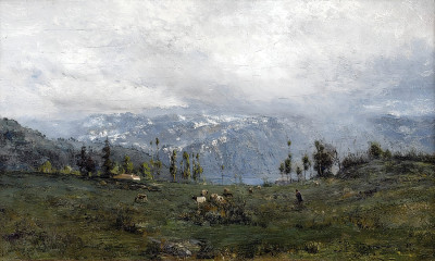 ₴ Репродукція краєвид "Гірський краєвид з Женевським озером"