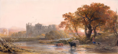 ₴ Репродукция пейзажа "Вечер в Италии, заброшенная вилла"