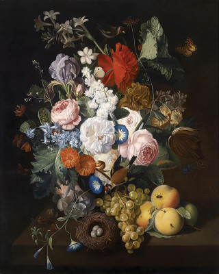 ₴ Репродукция цветочный натюрморт "Цветочный натюрморт с птичьим гнездом"