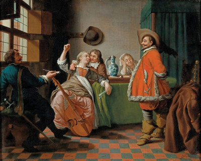 ₴ Репродукция бытовой жанр "Сватание"