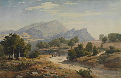 ₴ Репродукция пейзаж "Вид с востока на Рокка-Кантерано и Мамелл на заднем плане"