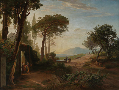 ₴ Репродукция пейзаж "Утро, отправление Путешественника в Иерихон"