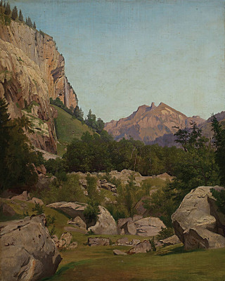 ₴ Репродукция пейзаж "Швейцарский горный ландшафт"