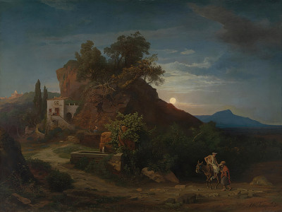 ₴ Репродукция пейзаж "Ночь, Прибытие самарянина с раненым мужчиной в отель"