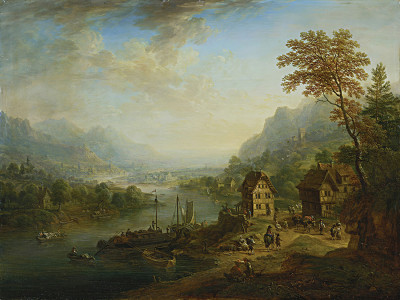 ₴ Репродукция пейзаж "Пейзаж с рекой"