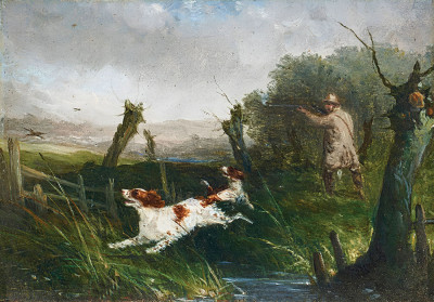 ₴ Репродукция бытовой жанр "Стрельба по зайцам"