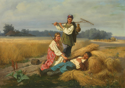 ₴ Репродукция бытовой жанр "Сцена в Украине""