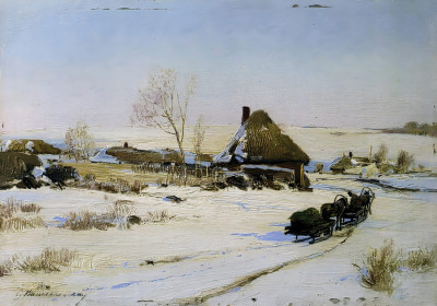 ₴ Репродукция пейзаж известного художника "Морозный день"