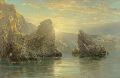 ⚓Репродукция морской пейзаж "Закат на Шетландских островах, Шотландия"