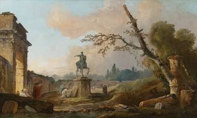 ₴ Репродукция пейзаж известного художника "Пейзаж с развалинами и статуей Марка Аврелия"