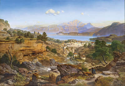 ₴ Репродукция пейзаж "Вид с Ленно на Белладжио на озере Комо"