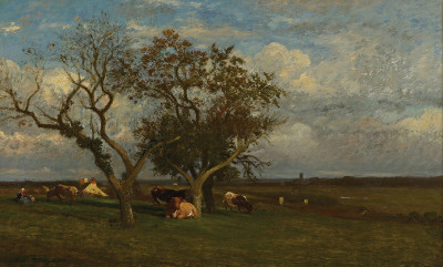 ₴ Репродукция пейзаж "Пейзаж с коровами"