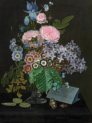 ₴ Репродукція квітковий натюрморт "Букет квітів з посвятою балерині Люсіль Грен"